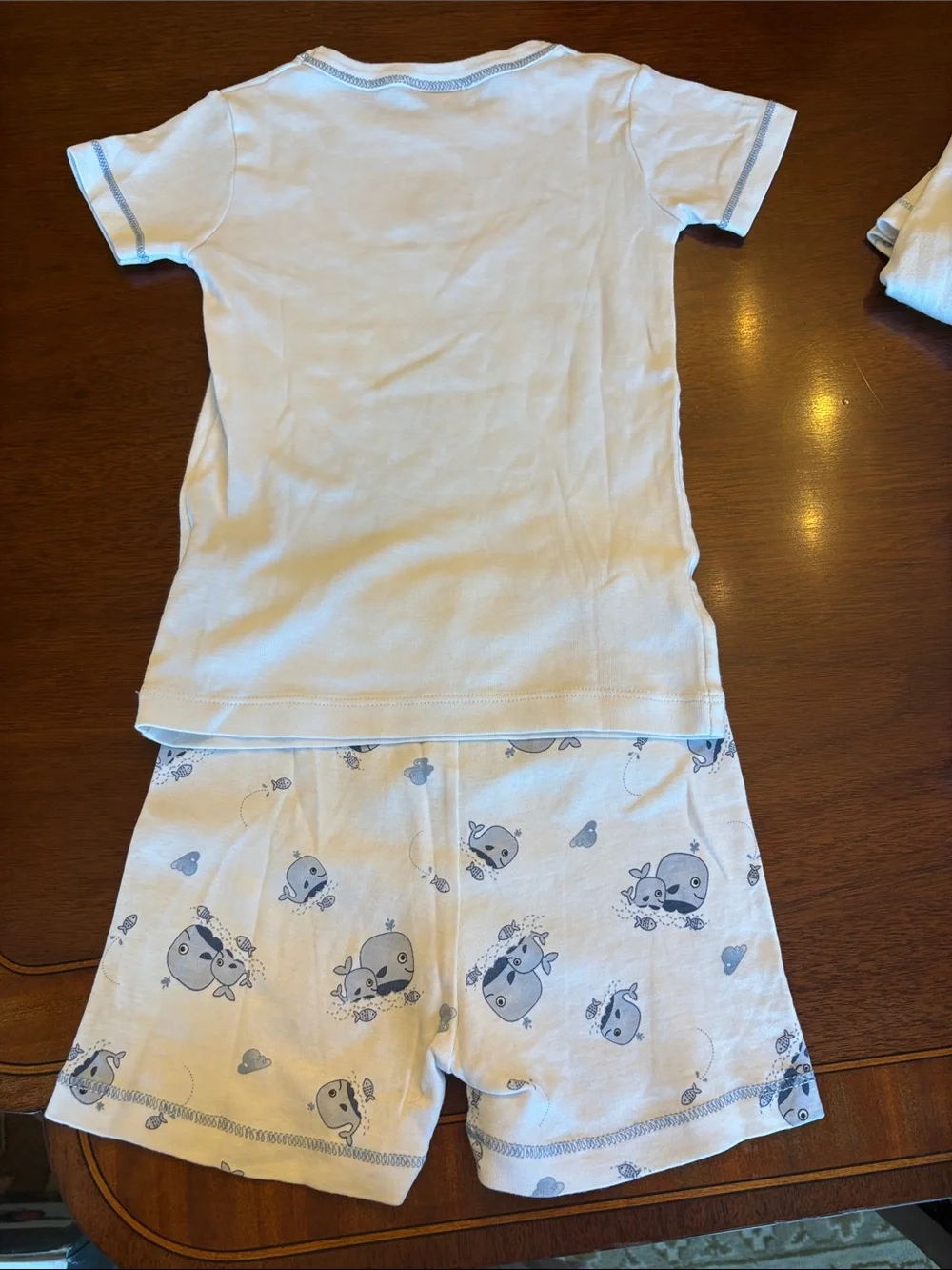 Magnolia Baby White and Blue Whale Pajama Set